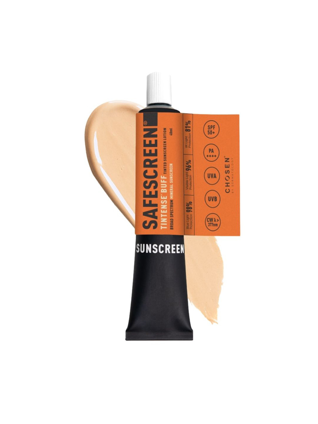CHOSEN Safescreen Tintense Tinted Sunscreen Lotion SPF 50+ PA++++ - 40 ml - Buff