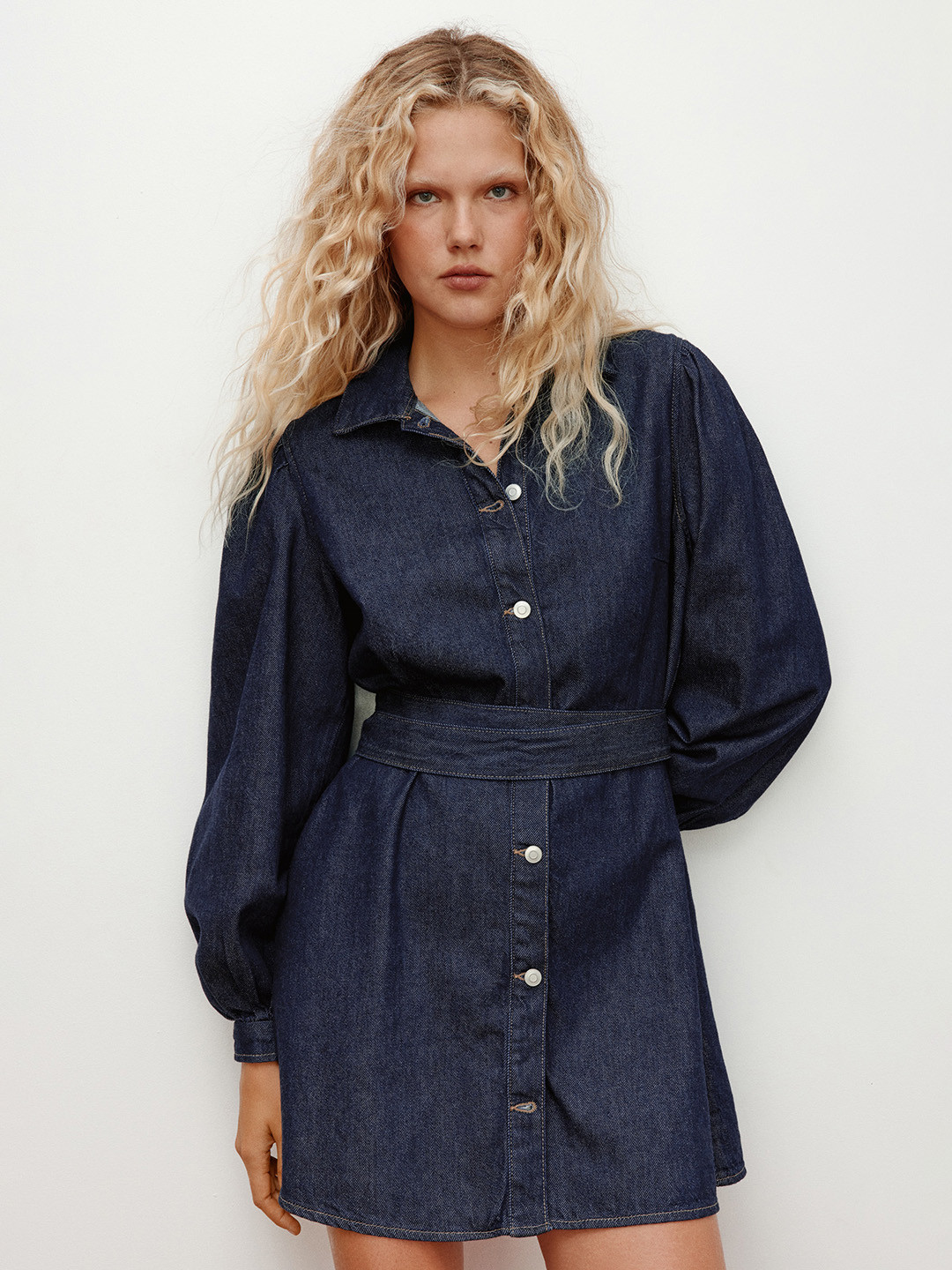H&M Belted Denim Dress