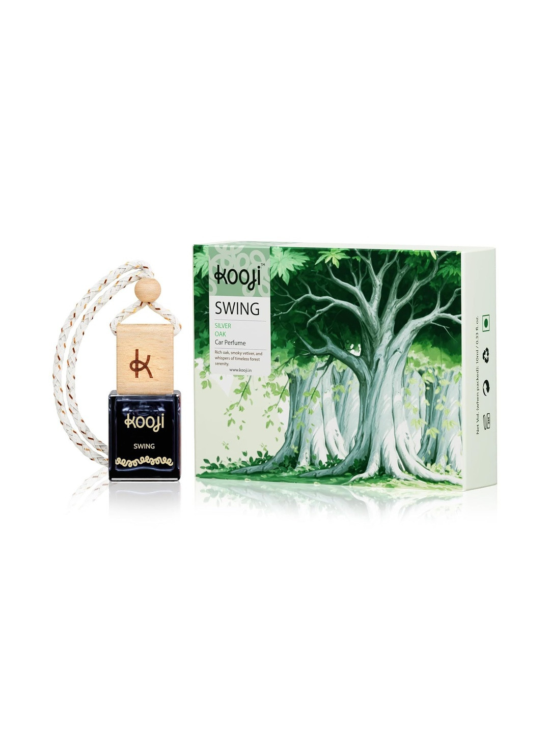 Kooji Swing Silver Oak Hanging Car Air Freshener - 10 ml