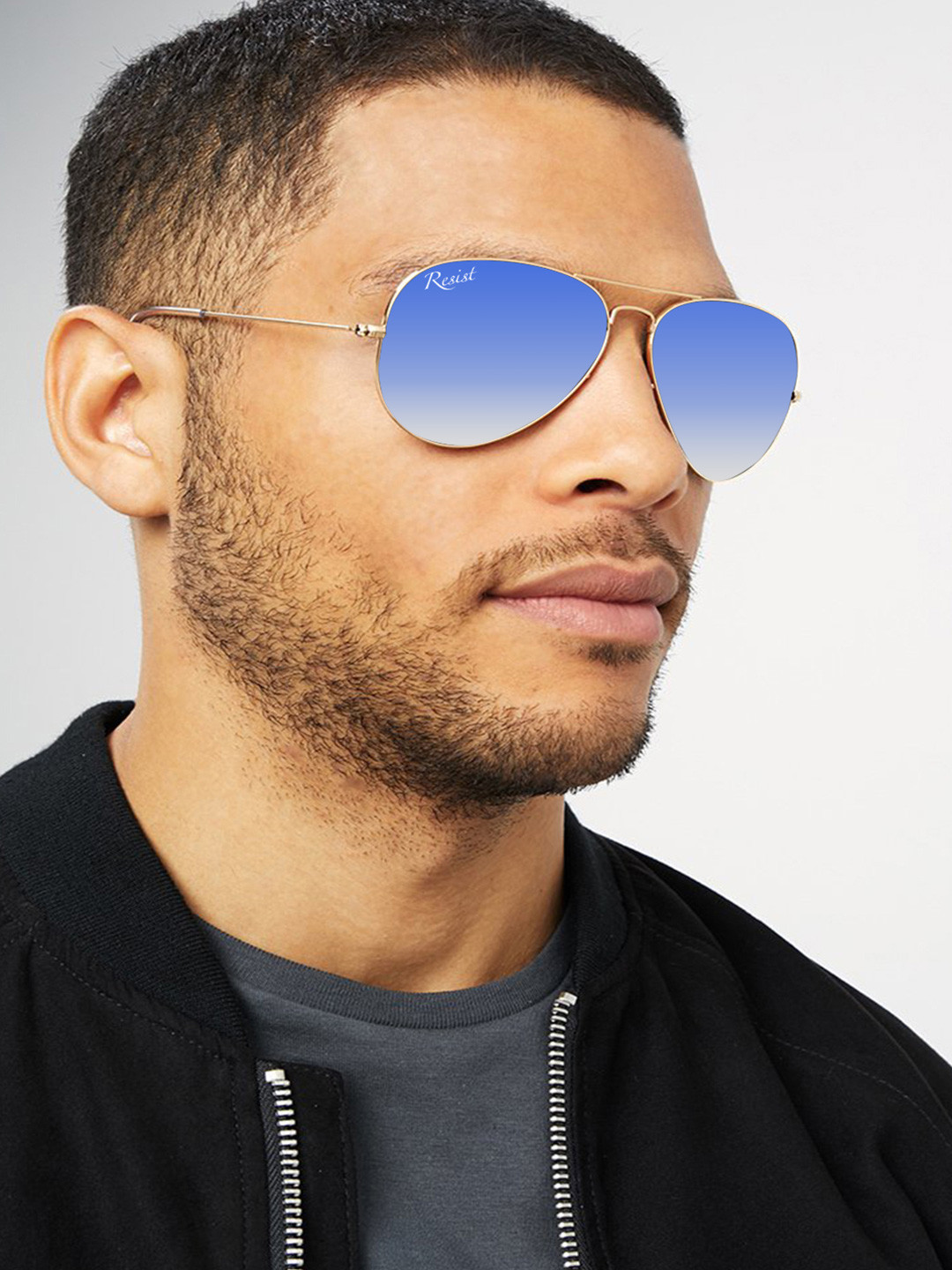RESIST EYEWEAR  Blue Lens & Gold-Toned Aviator UV Protected Lens  AIRCRAFTS GOLD BLUE DC