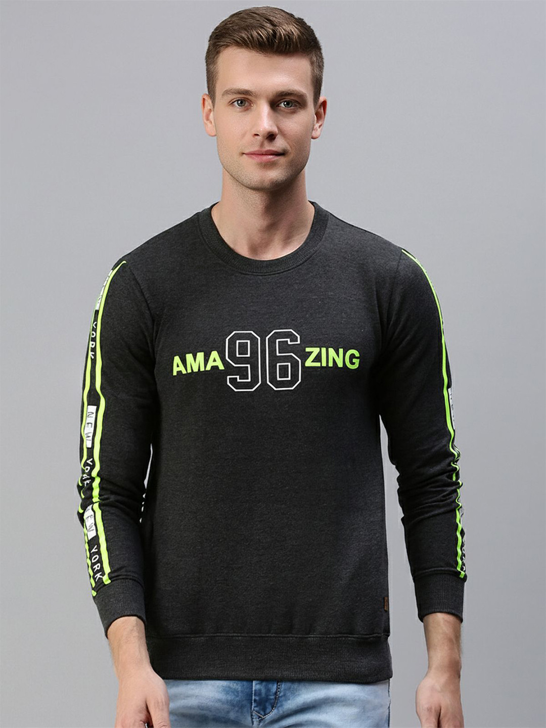 ONN Men Printed Round Neck Long Sleeves Sweatshirt