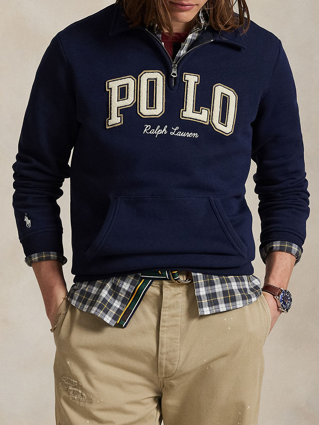 Polo Ralph Lauren Men Brand Logo Embroidered Polo Collar Sweatshirt