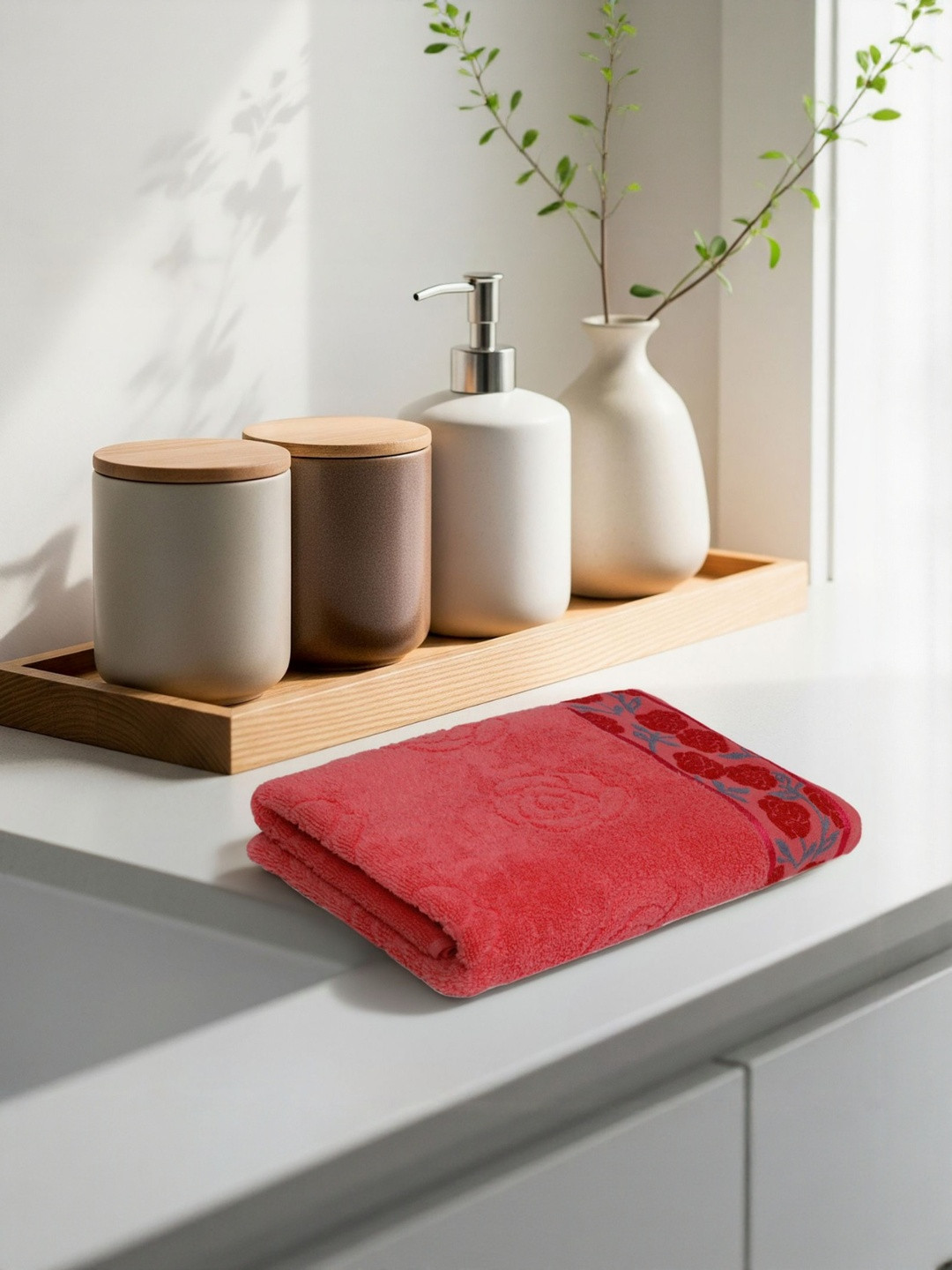 LIBERTY TOWELS Rose & Navy Blue 1 Printed 450 GSM Bath Towel