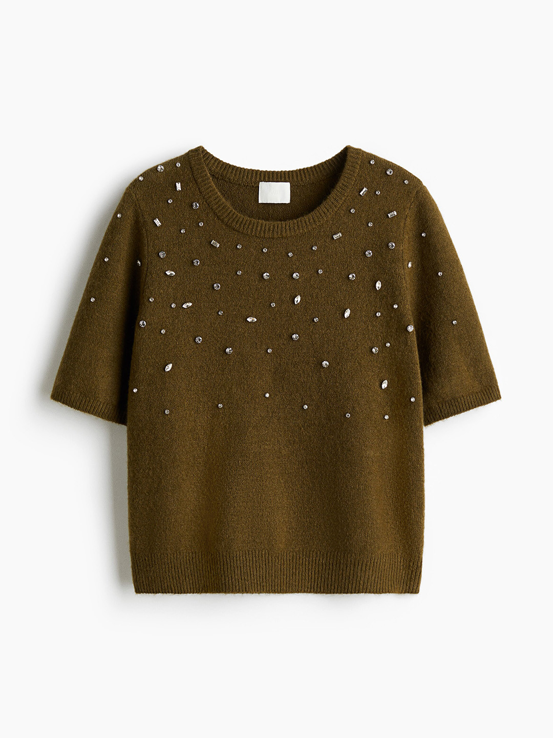 H&M Women Rhinestone-Embellished Fine-Knit Sweater