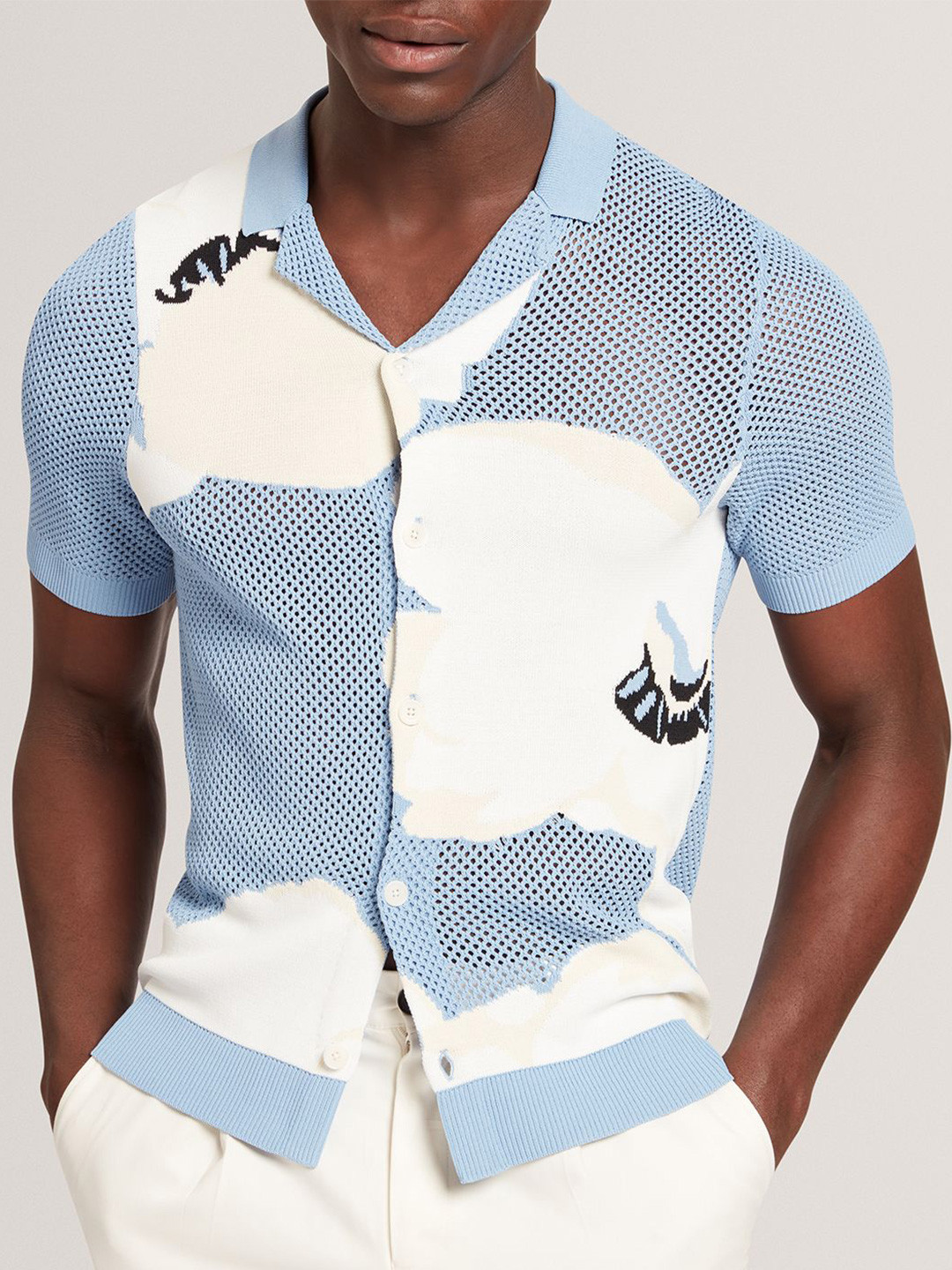 Ted Baker Men Semi Sheer Printed Casual Shirt
