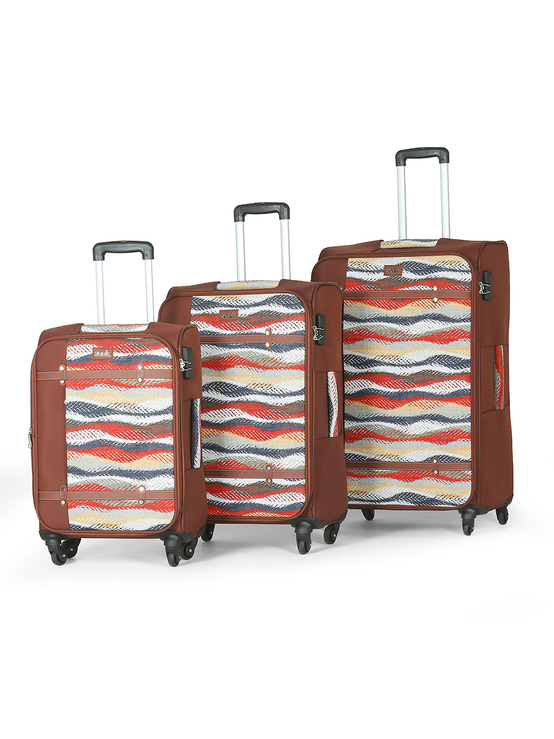ZOUK Jaisalmer Dunes Set of 3 Saira Trolley Bags-Cabin, Medium & Large