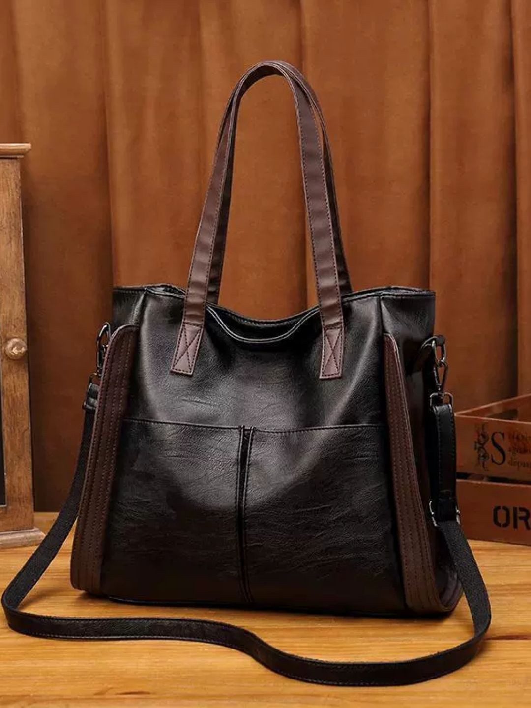 StyleCast PU Structured Solid Two Handles PU Sling Bag