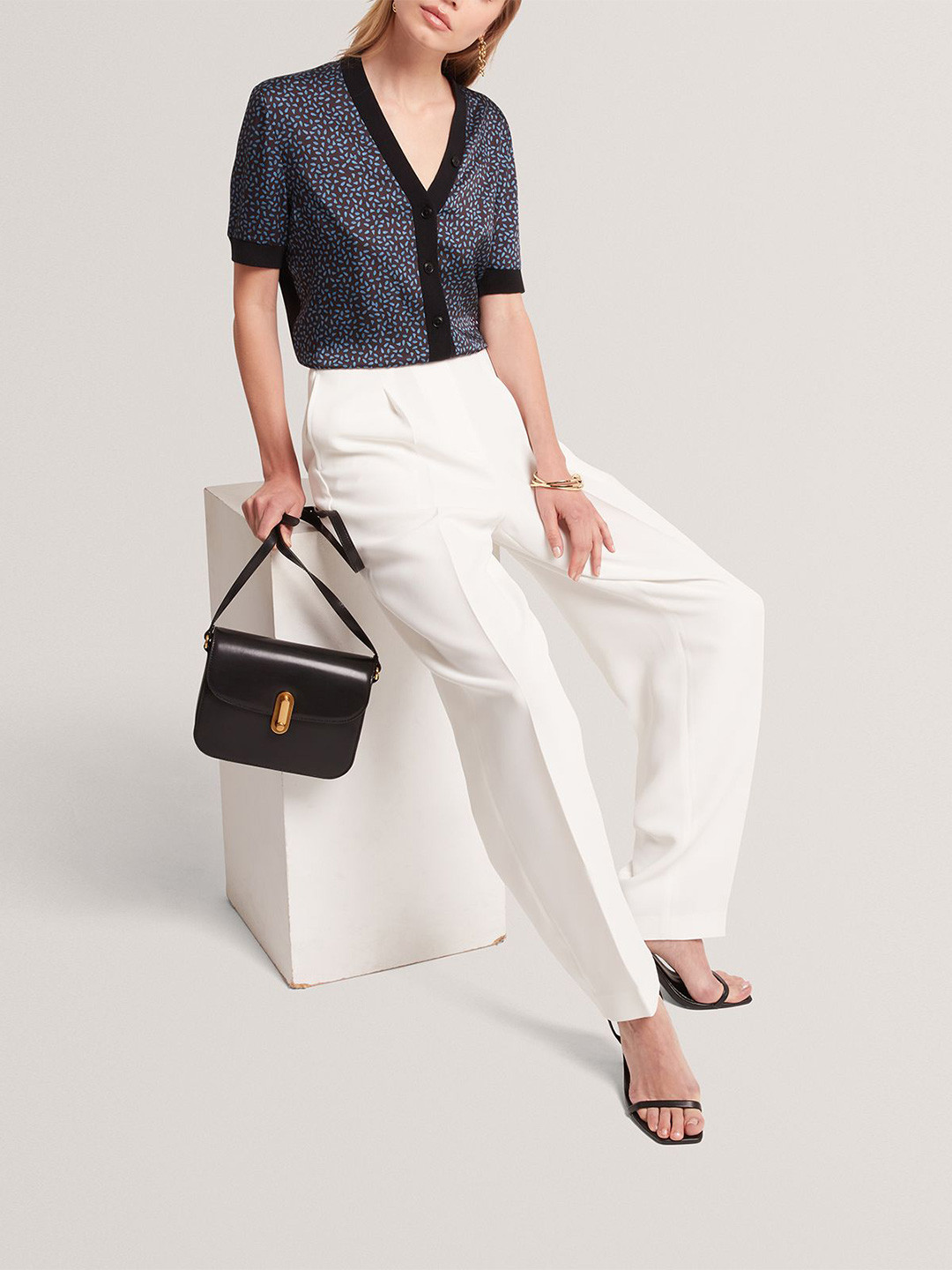 Ted Baker Women Printed Short Sleeves Woollen Cardigan