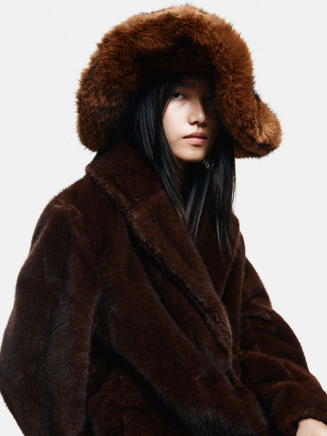 H&M Women Fluffy Faux Bucket Hat