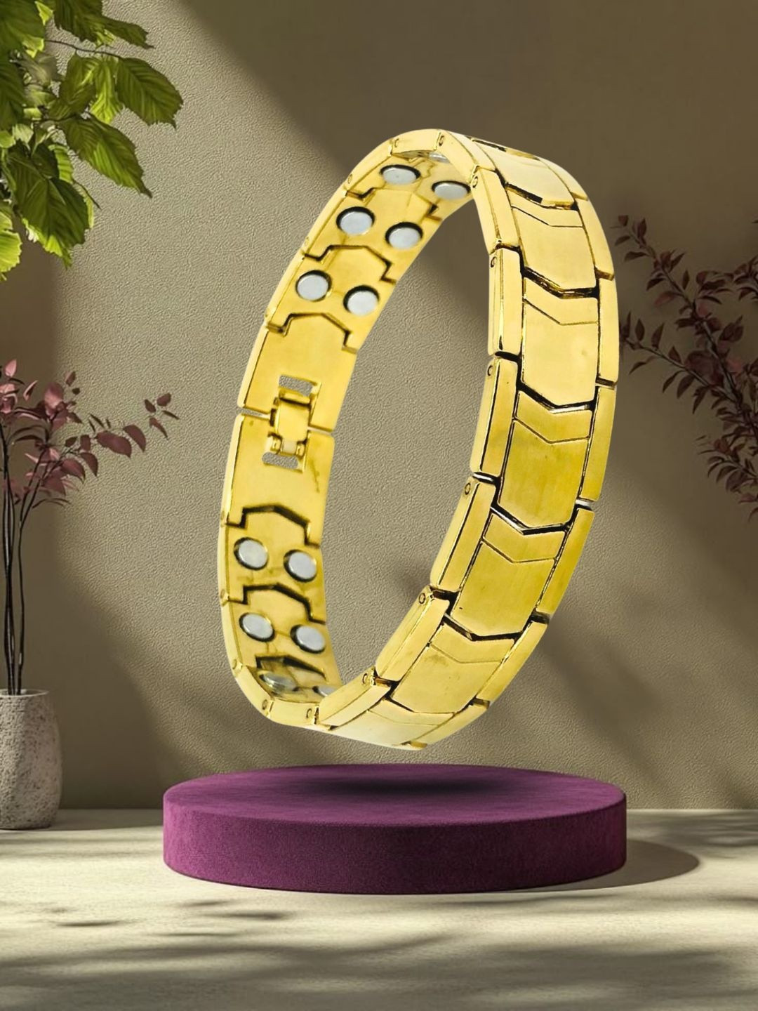 Jewelry Miguel Men Stainless Steel 18K Gold-Plated Link Bracelet