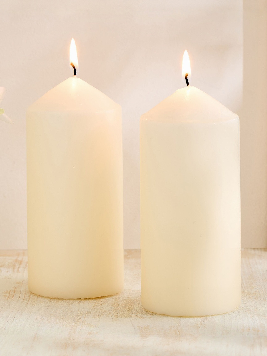 Home Centre Claire Set of 2 Unscented Pillar Candles