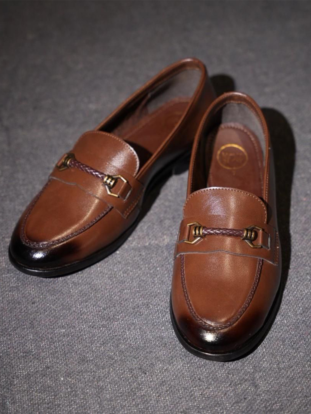Monkstory Men Braided-Bit Horsebit Loafers Burnished Brown