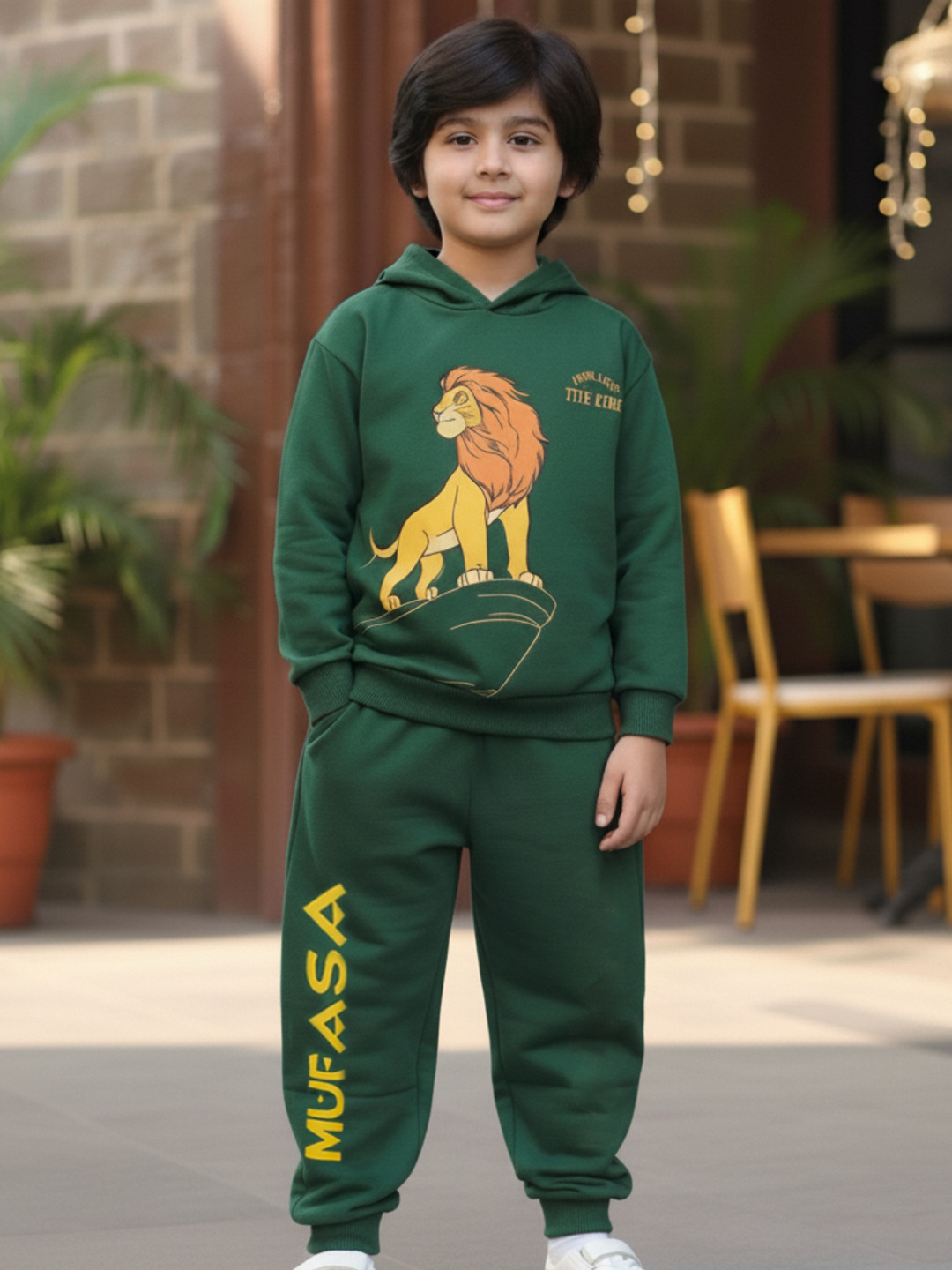 Nap Chief Kids Unisex Mufasa Lion King Printed Cotton Hooded Sweatshirt With Joggers