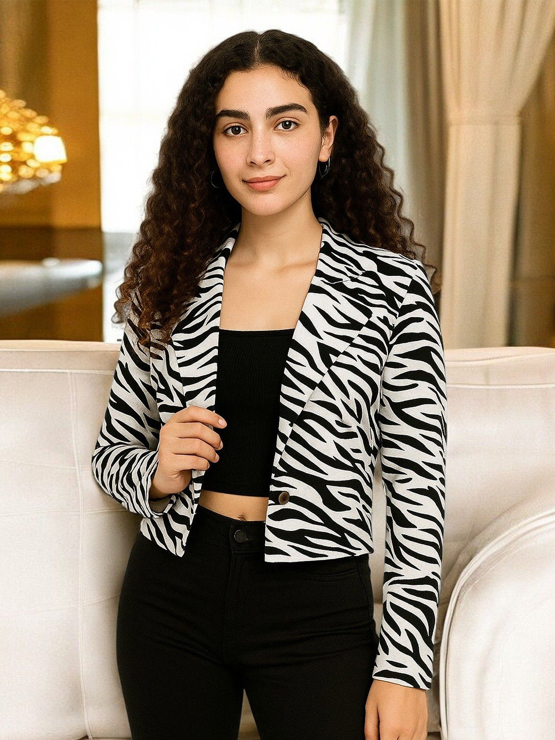 IUGA Women Zebra Printed Crop Shrug