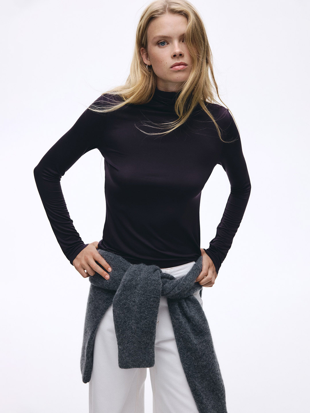 H&M Viscose Polo-Neck Top