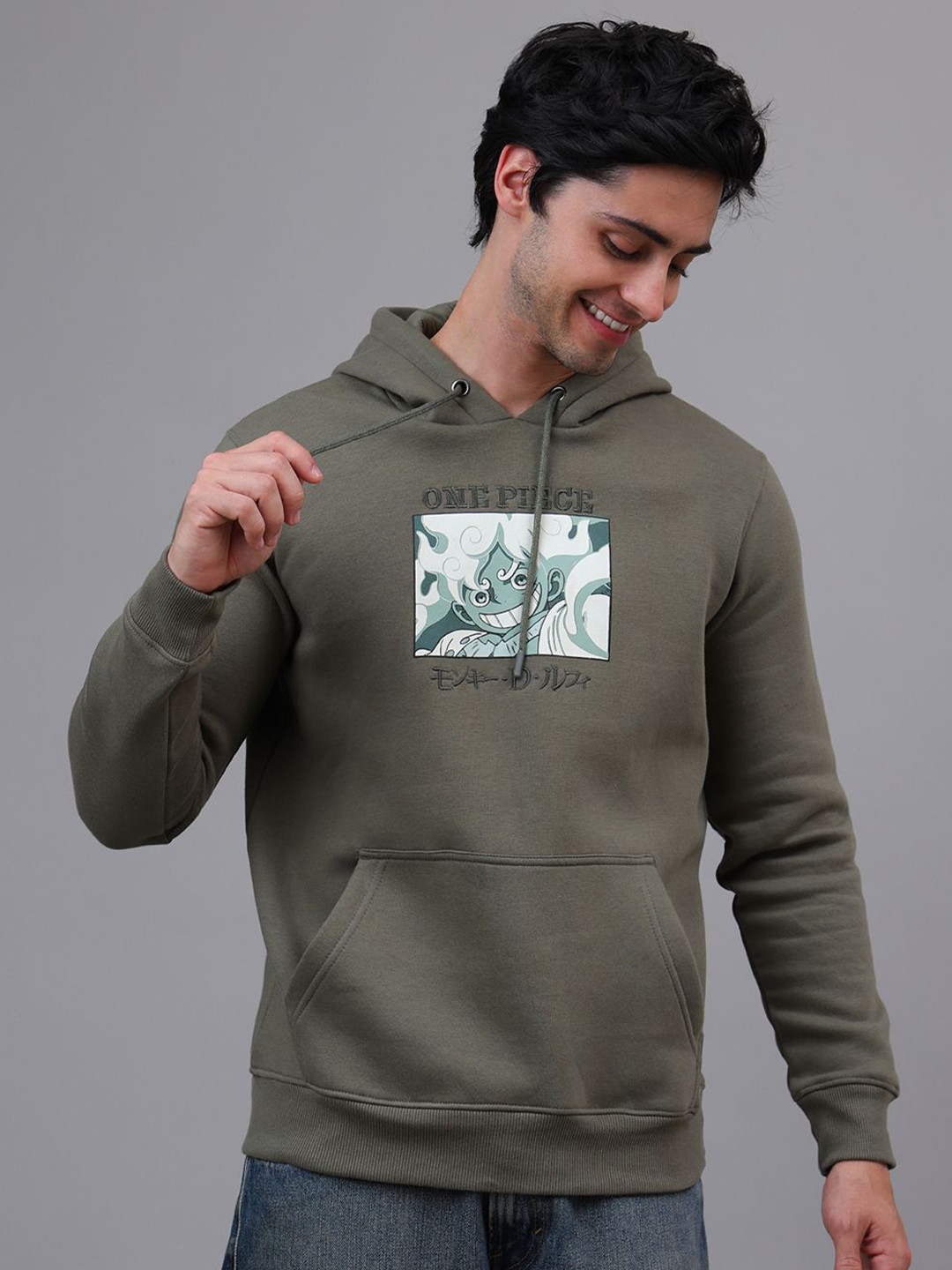 Free Authority Men One Piece Printed Hooded Long Sleeves Regular Fit Sweatshirt