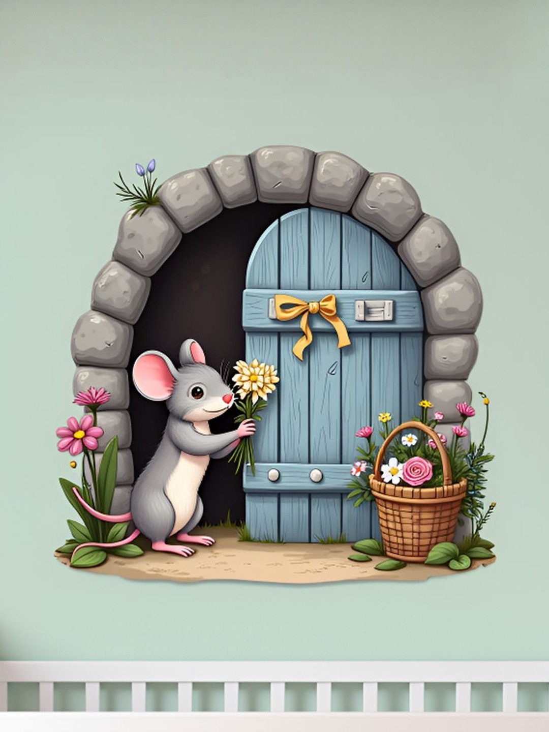 Spiaty Blue & Grey Hamster House Printed Self-Adhesive Wall Sticker