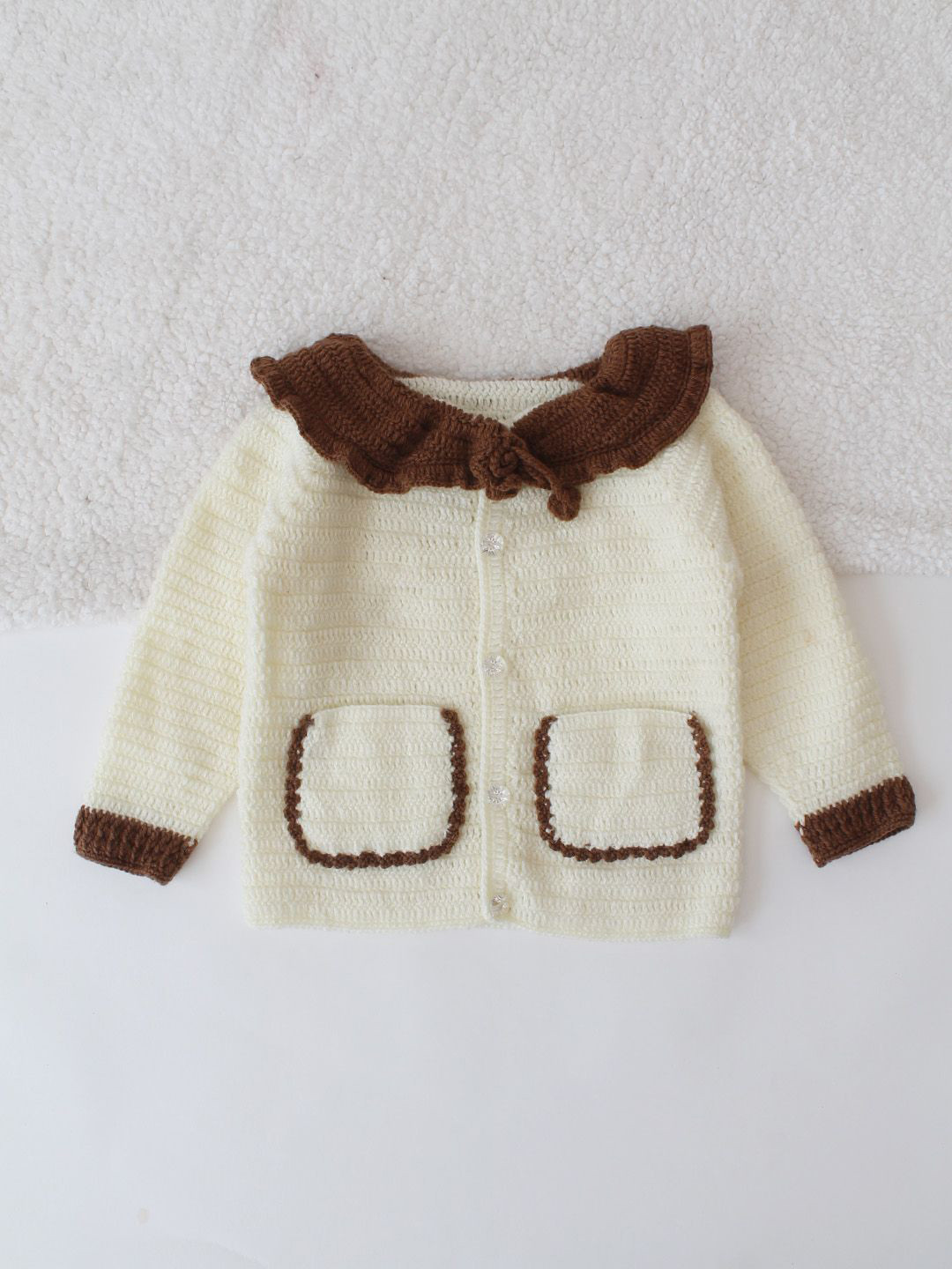 Woonie Kids Crochet Blazer Style Acrylic Cardigan Sweater