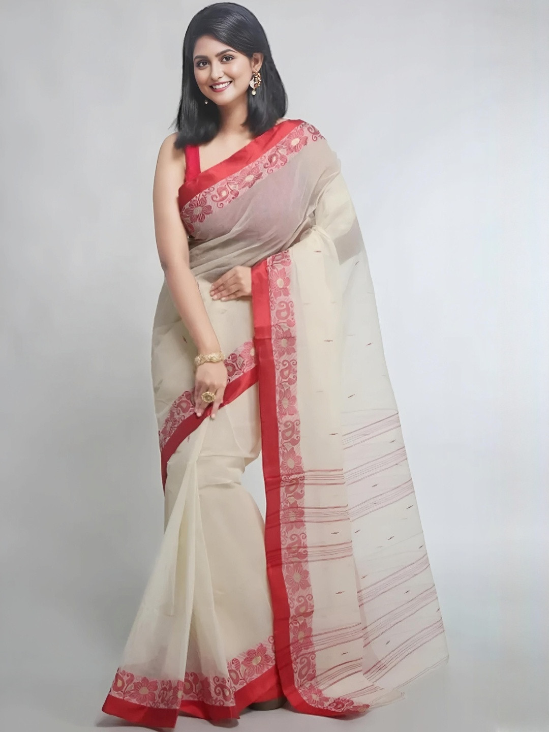 SUTAYAN Woven Design Pure Cotton Handloom Taant Saree