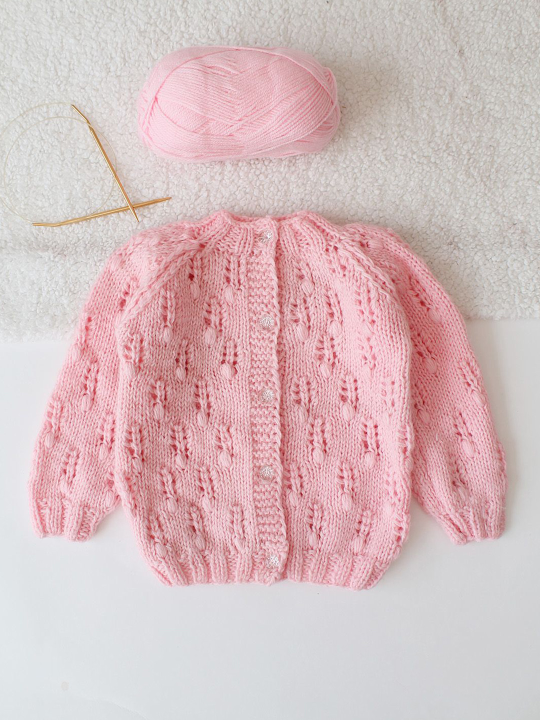 Woonie Kids Self Design Front Button Openable Acrylic Cardigan Sweater