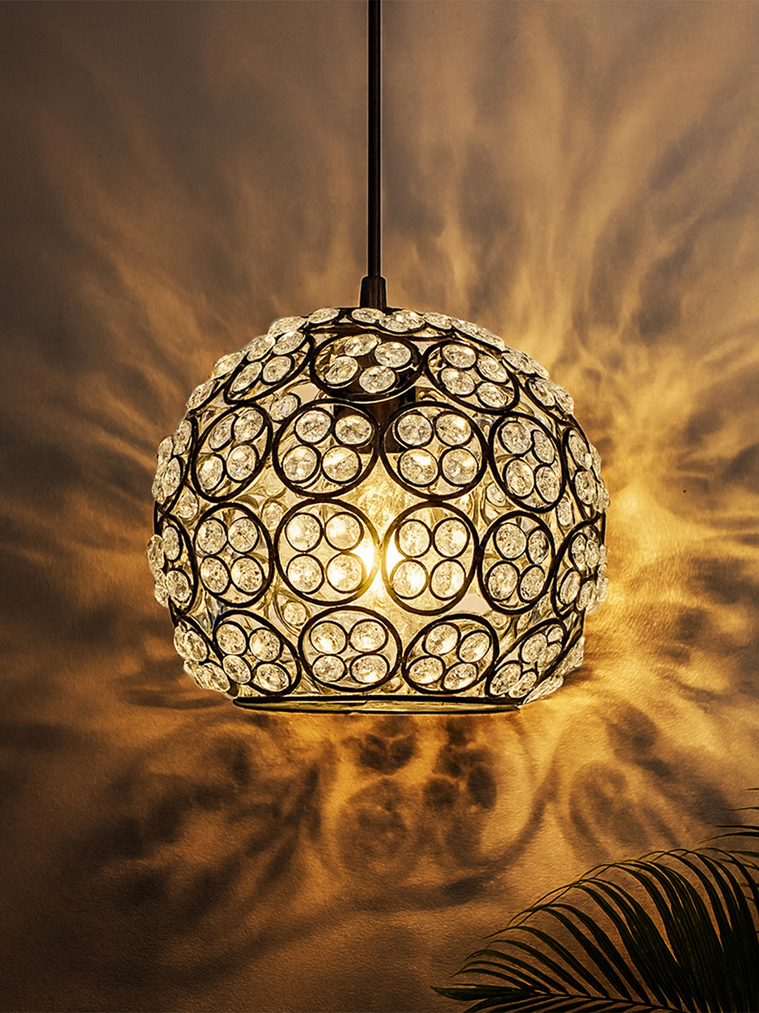 Homesake Black & White Textured Handcrafted Quad Crystal Hanging Light