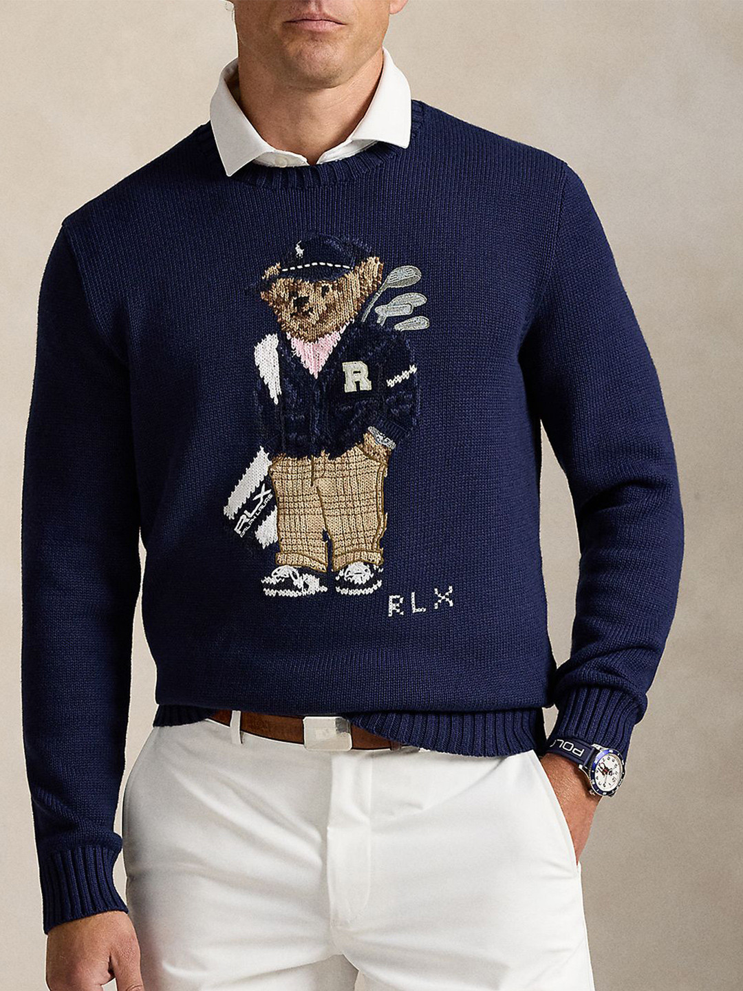 Polo Ralph Lauren Men Printed Cotton Round Neck Sweaters