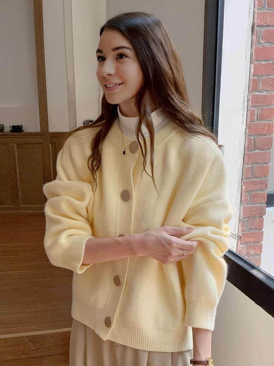 StyleCast Women Solid Round Neck Winter Cardigan
