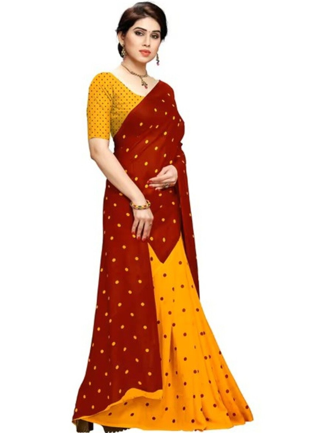 HENZILA Polka Dot Pure Cotton Half and Half Saree