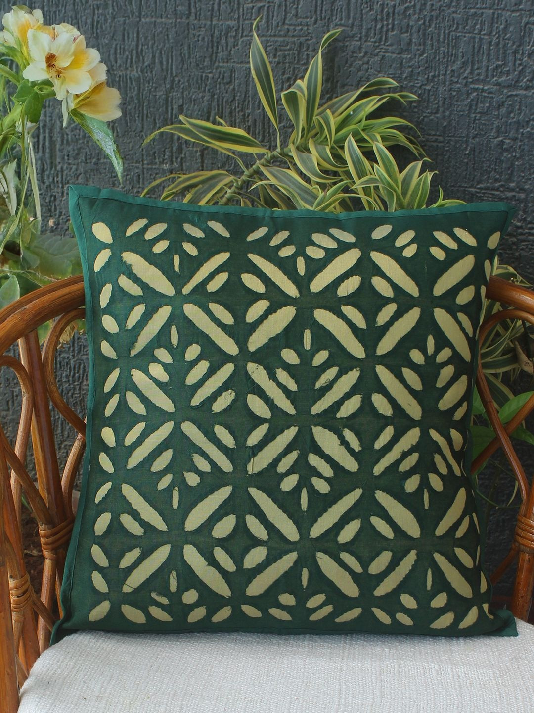 Weaves of Tradition Self Design  Square Chanderi Silk Cushion Cover