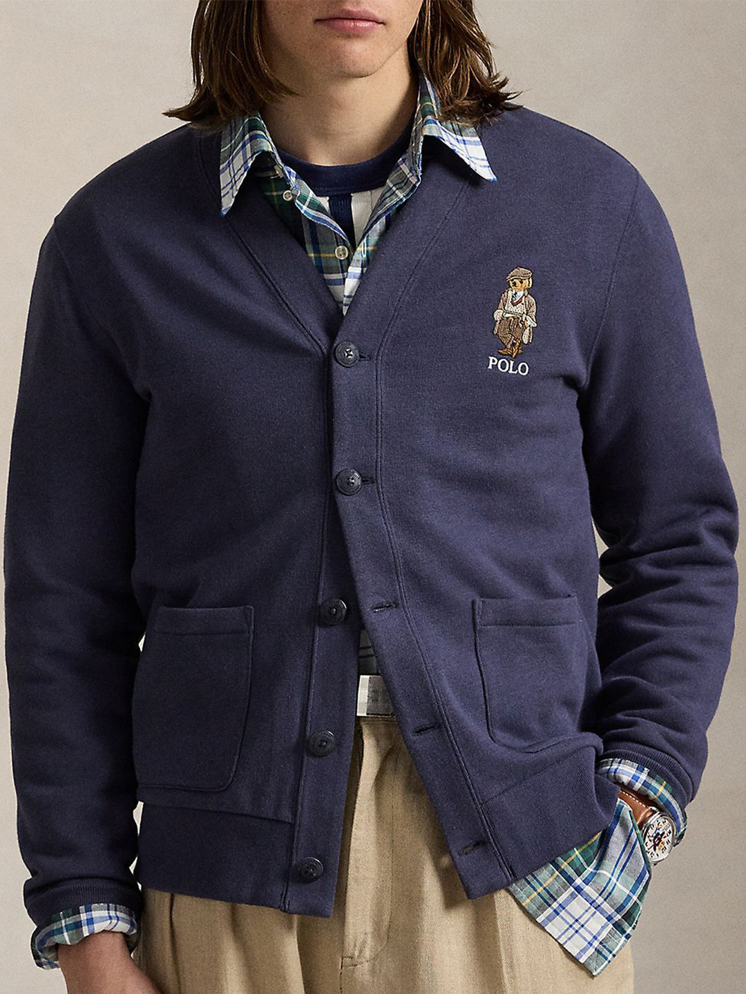 Polo Ralph Lauren Men Iconic Polo Bear Embroidered V-Neck Cardigan Sweater