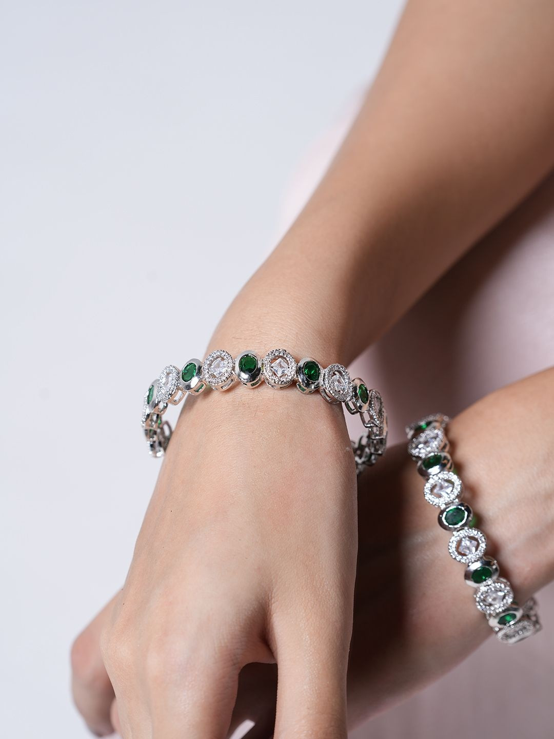 CAO Jewellery Set Of 2 American Diamond-Studded Bangles