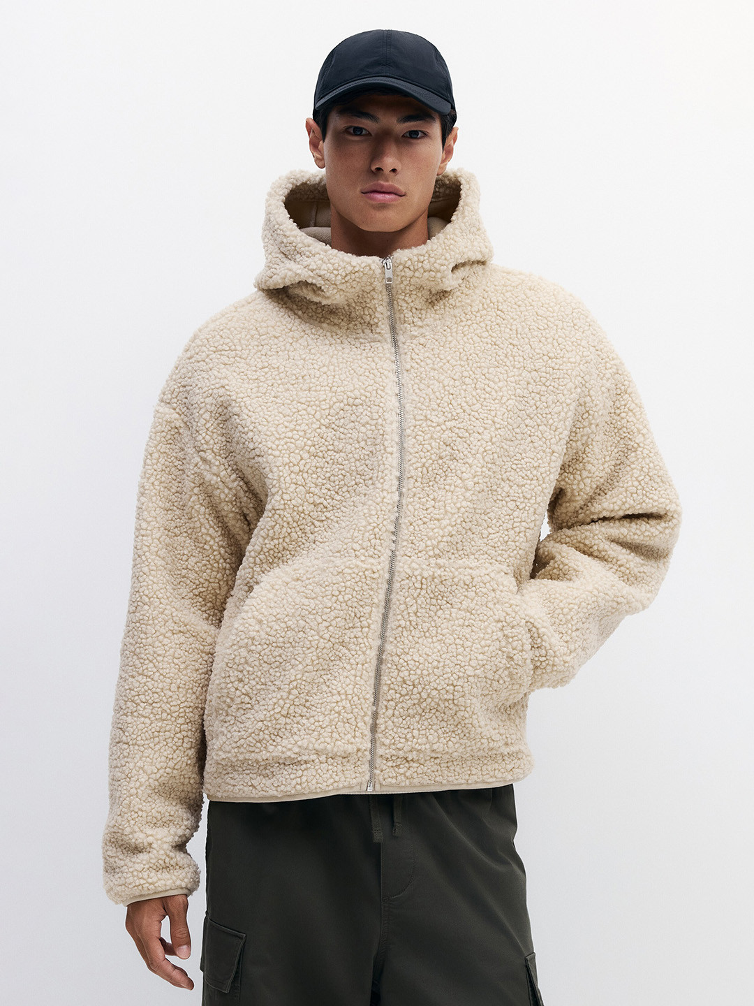 H&M Loose Fit Teddy Zip-Through Hoodie