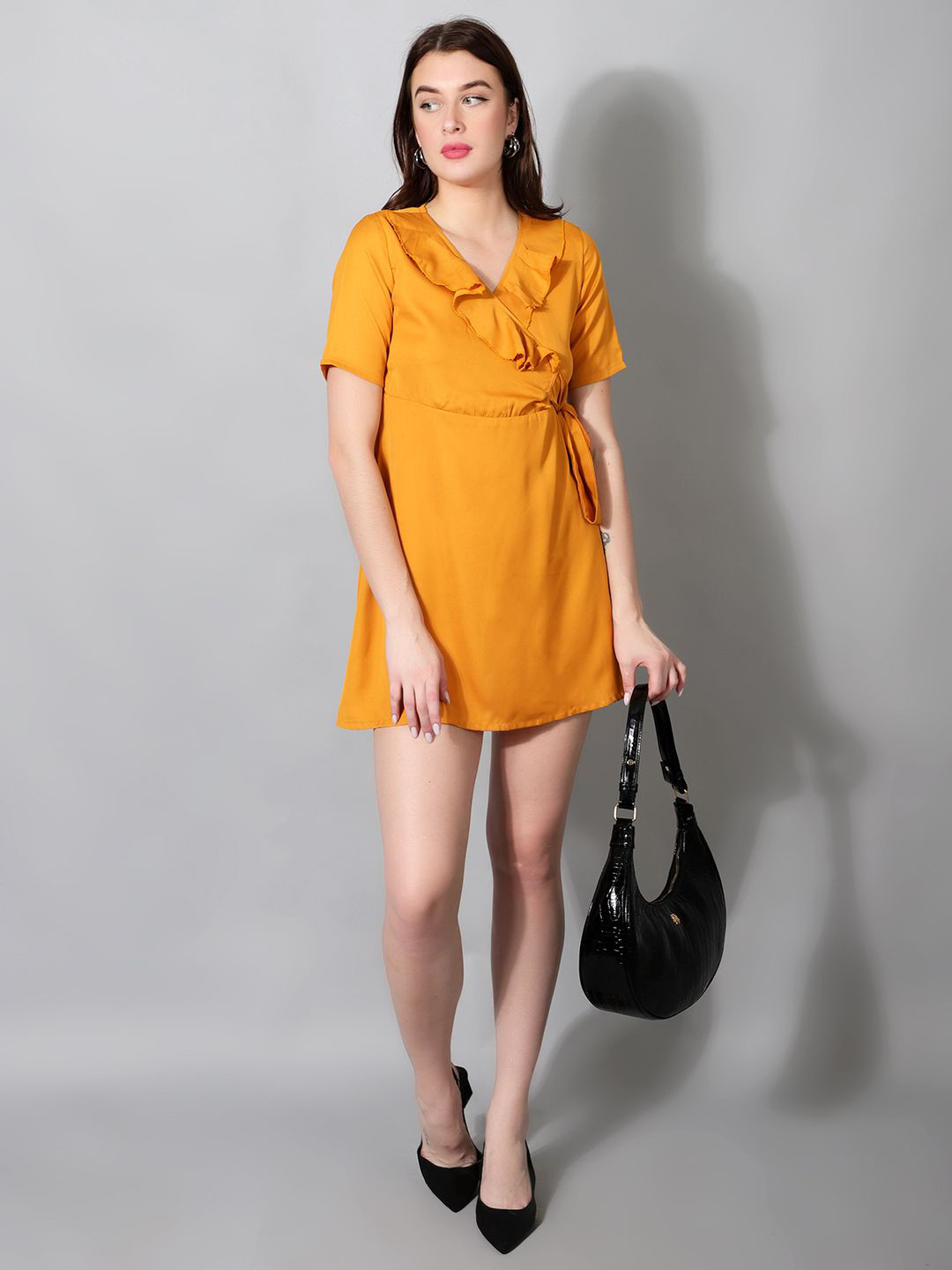 MJ LIFE STYLE Ruffled Crepe Mini Dress