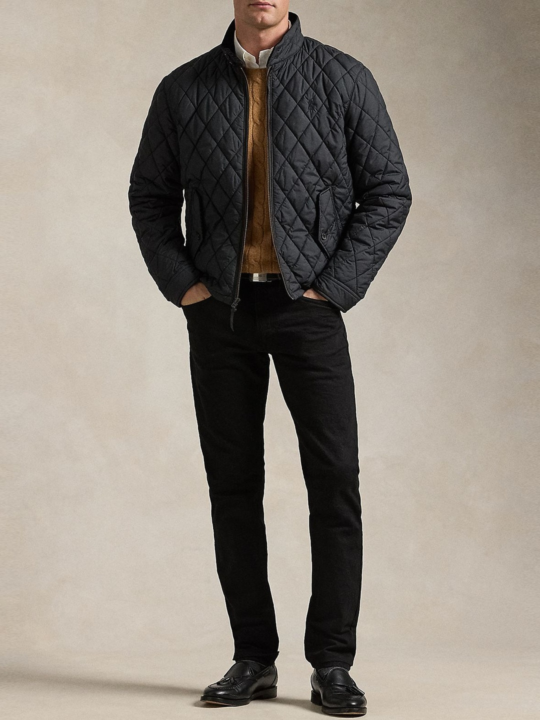 Polo Ralph Lauren Men Mock Collar Self Design Quilted Jacket