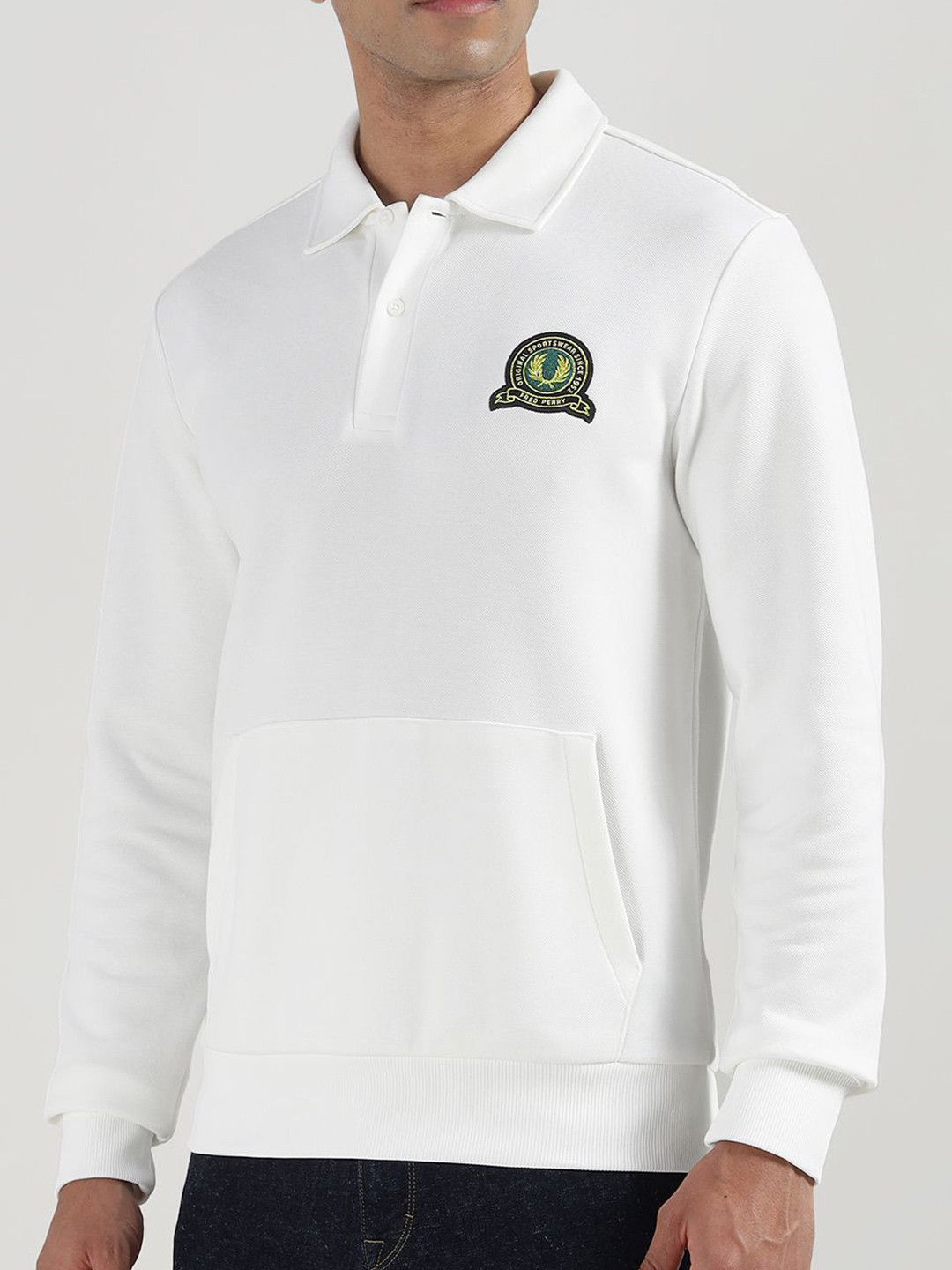 Fred Perry Shirt Collar Long Sleeves Cotton Pullover Sweatshirt