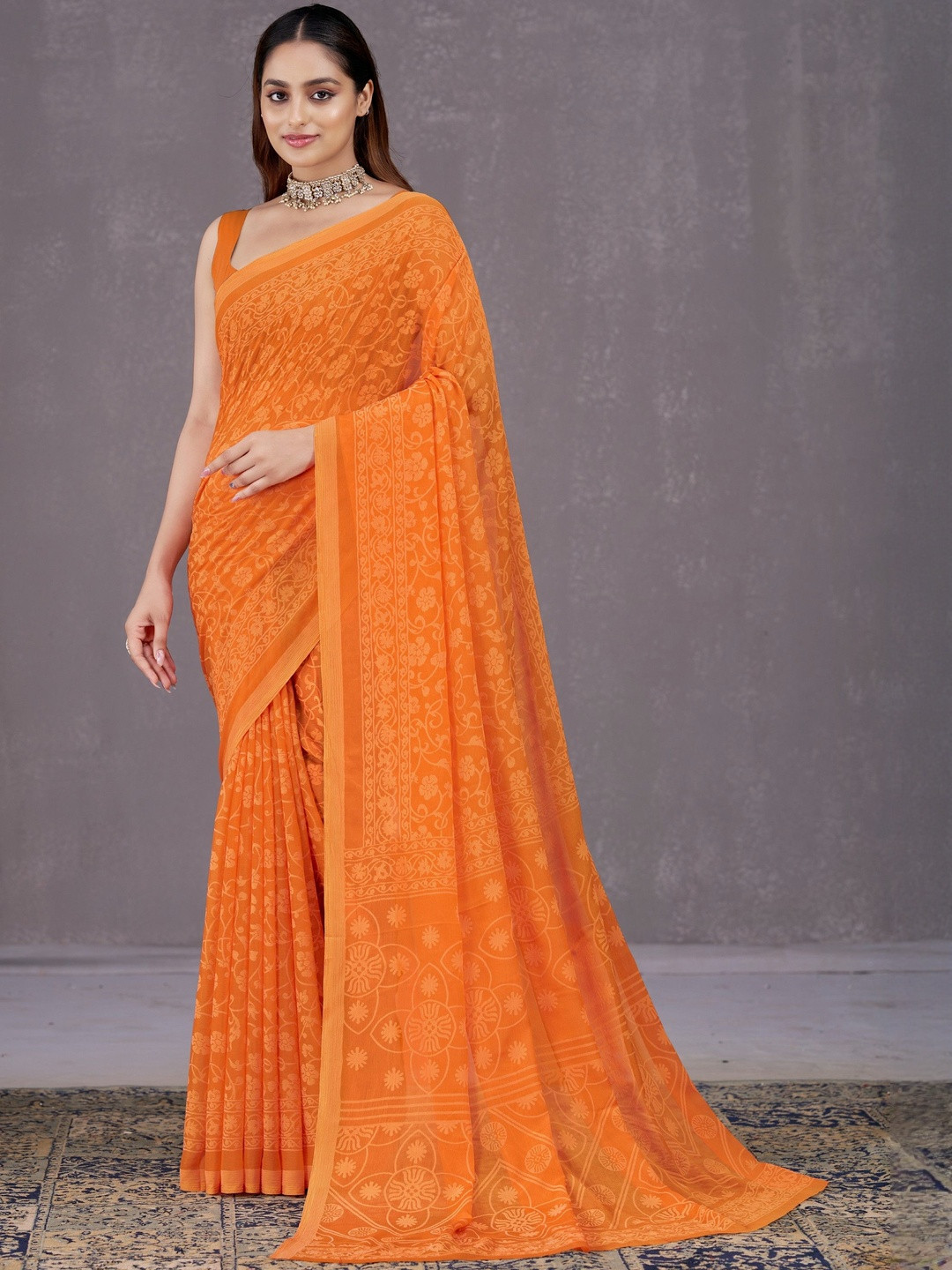 Garden Vareli Nara Ethnic Motifs Printed Pure Chiffon Saree
