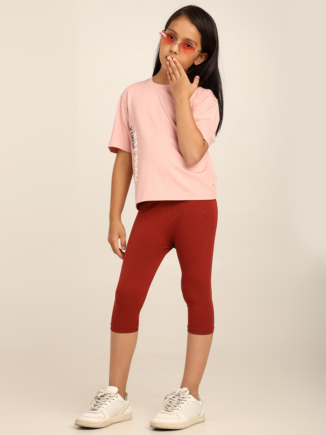 Robinbosky Girls Cotton Three-Fourth Length Leggings