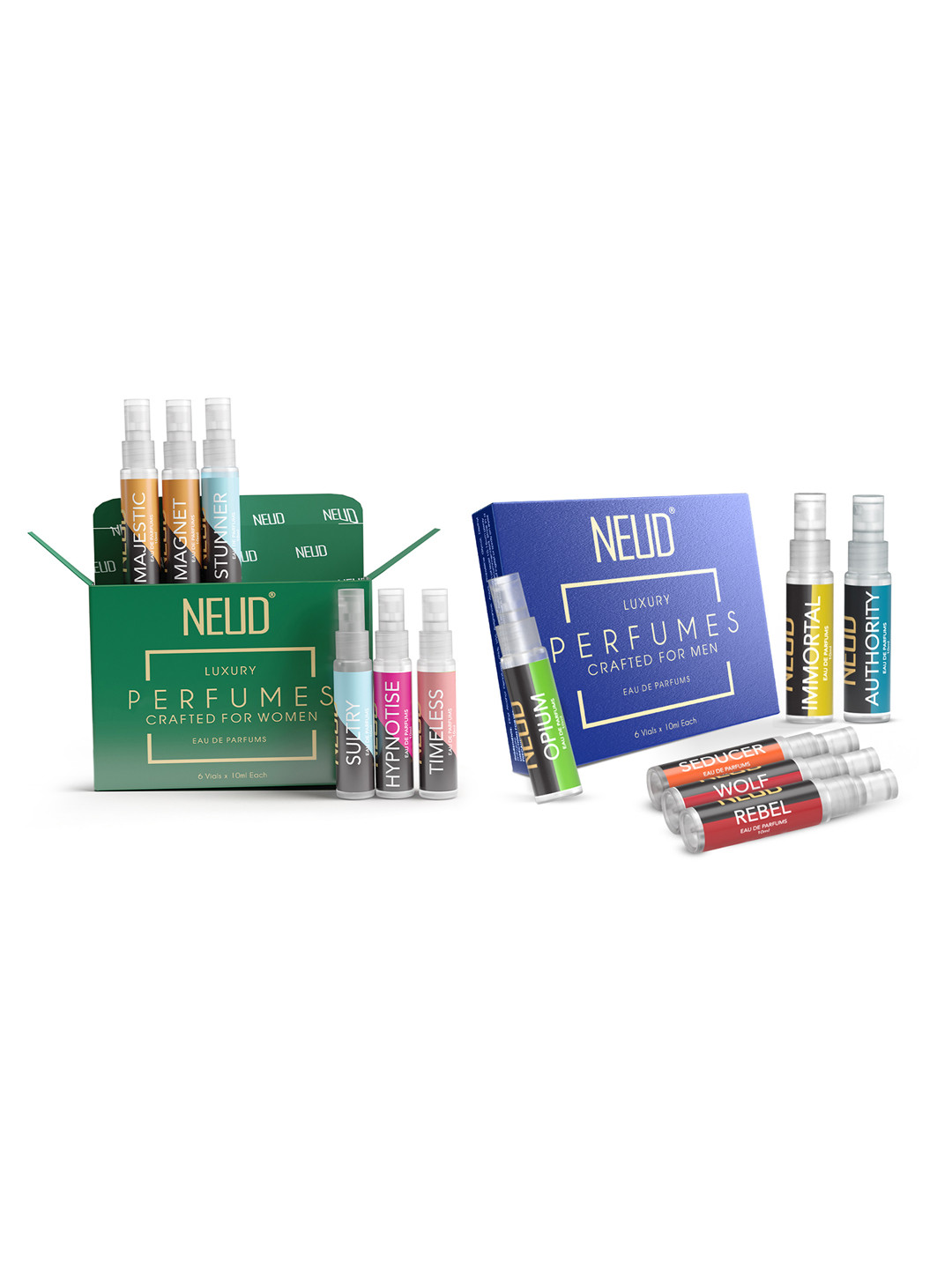 NEUD Set of 12 Luxury Long Lasting Eau De Parfum for Women & Men- 10 ml each