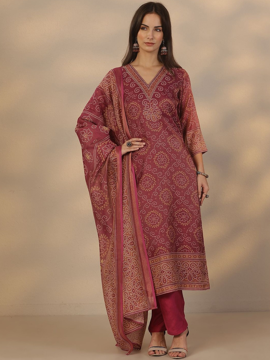 Libas Women Ethnic Motifs Printed Regular Kurta with Trousers & With Dupatta
