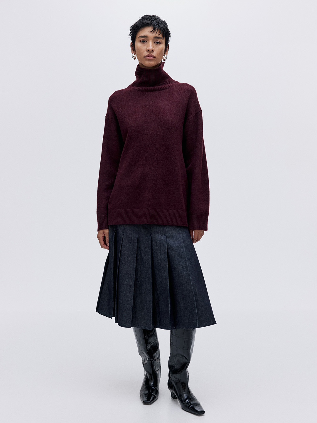 H&M Women Loose Fit Polo Neck Jumper