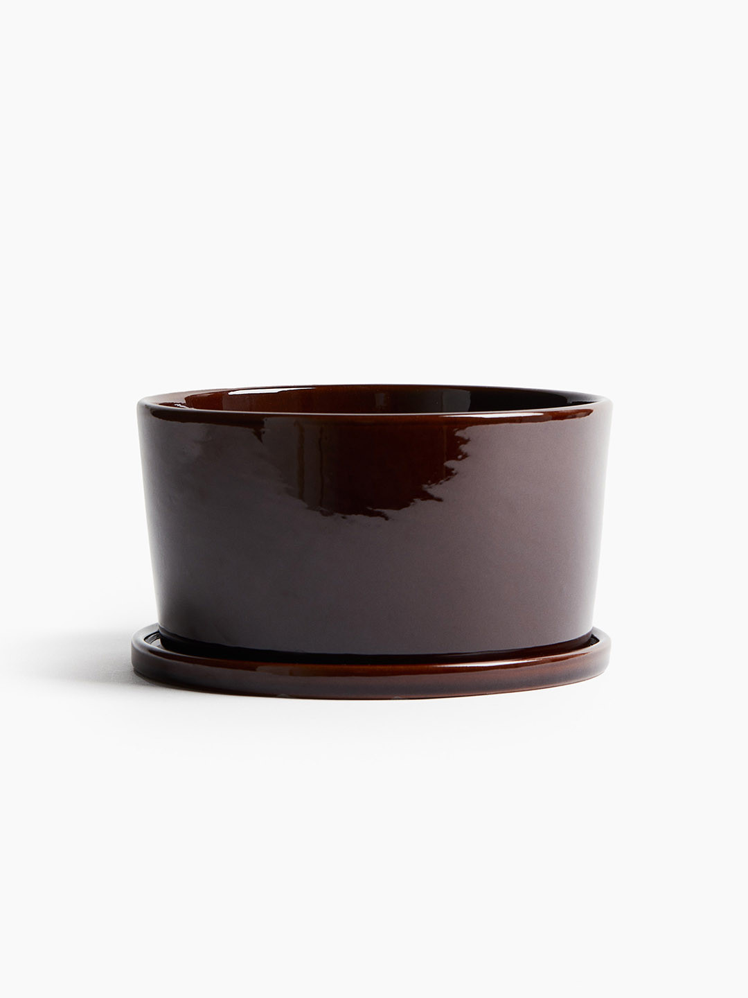 H&M Brown Wide Terracotta Plant Pot And Saucer