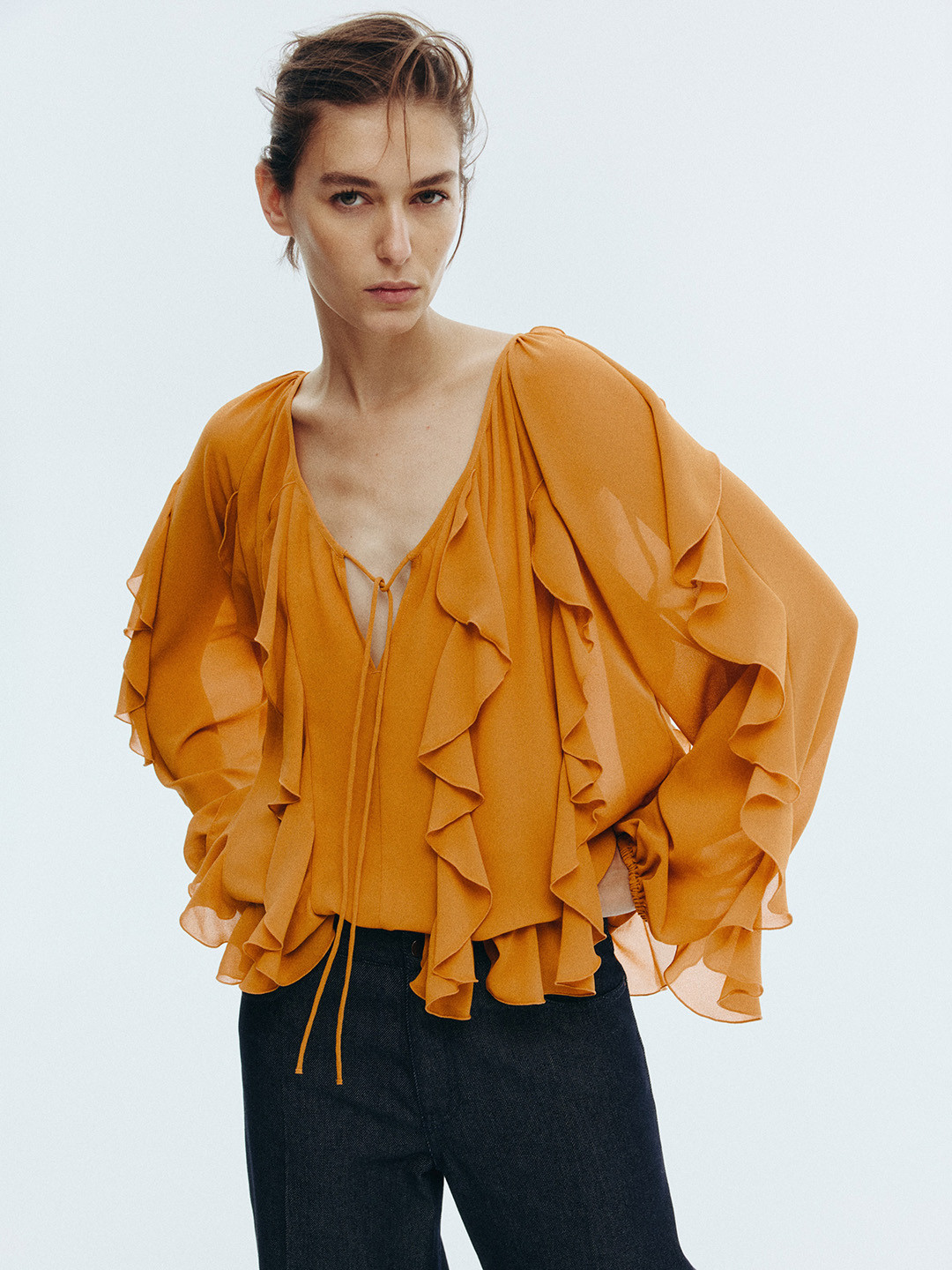 H&M Flounce-Trimmed Blouse