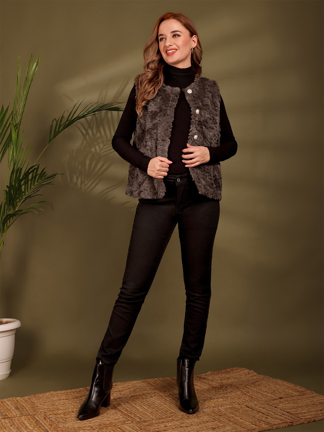 iki chic Women Cardigan with Fuzzy Detail