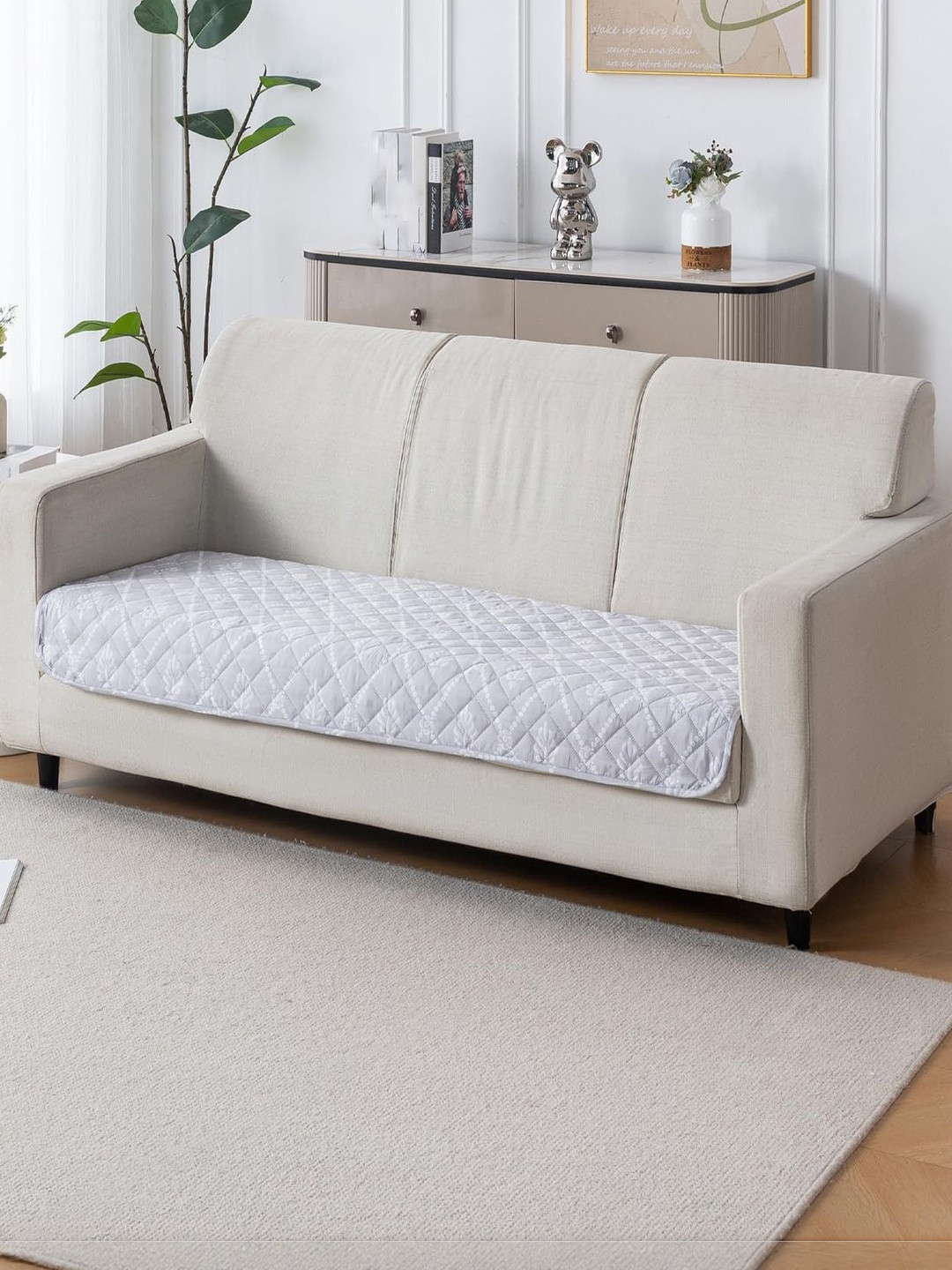 HOUSE OF QUIRK  Grey Printed Other Sofa Mat 80x150 CM