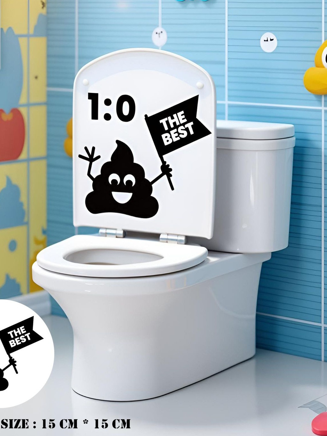 Spiaty Black Printed Waterproof Self-Adhesive Toilet Sticker