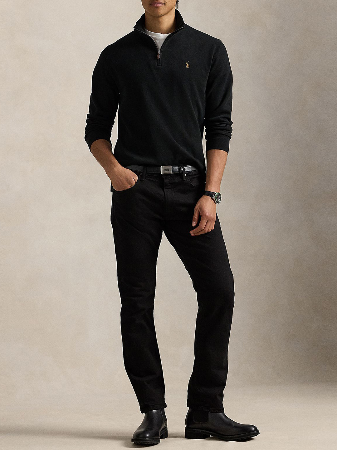 Polo Ralph Lauren Men Estate-Rib Quarter-Zip Pure Cotton Pullover