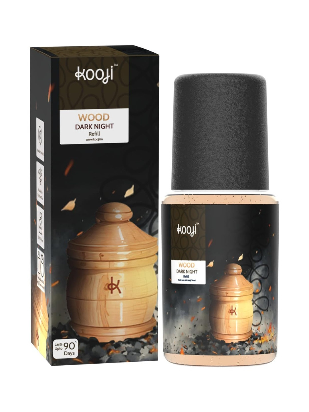 Kooji Wood Dark Night Car & Home Freshener Refill - 12 ml