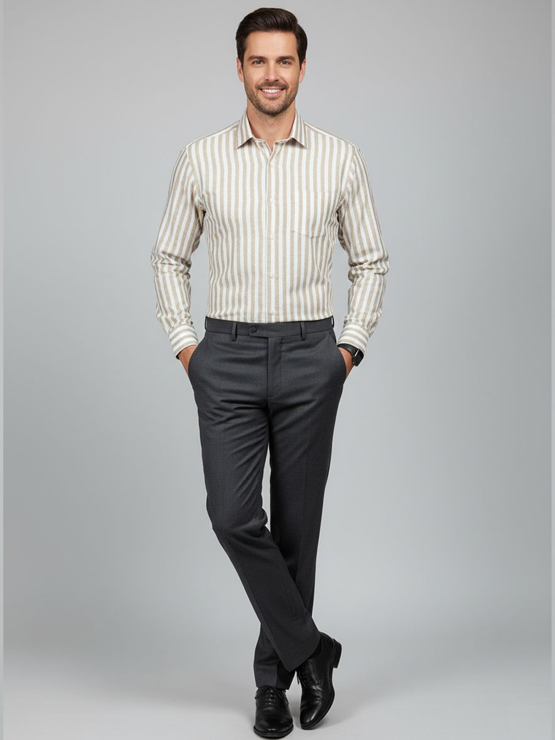 INVICTUS Men Classic Slim Fit Striped Casual Shirt