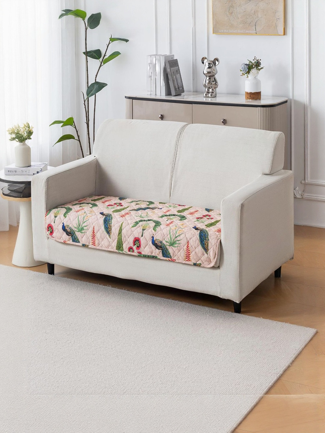 HOUSE OF QUIRK  Beige & Blue Printed Other Sofa Mat 80x120 CM