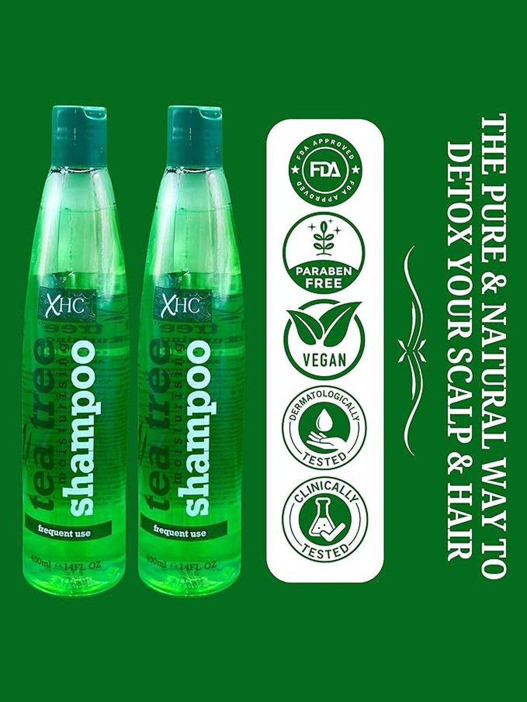 Xpel Marketing Set Of 2 Tea Tree Moisturizing Shampoo - 400 ml Each